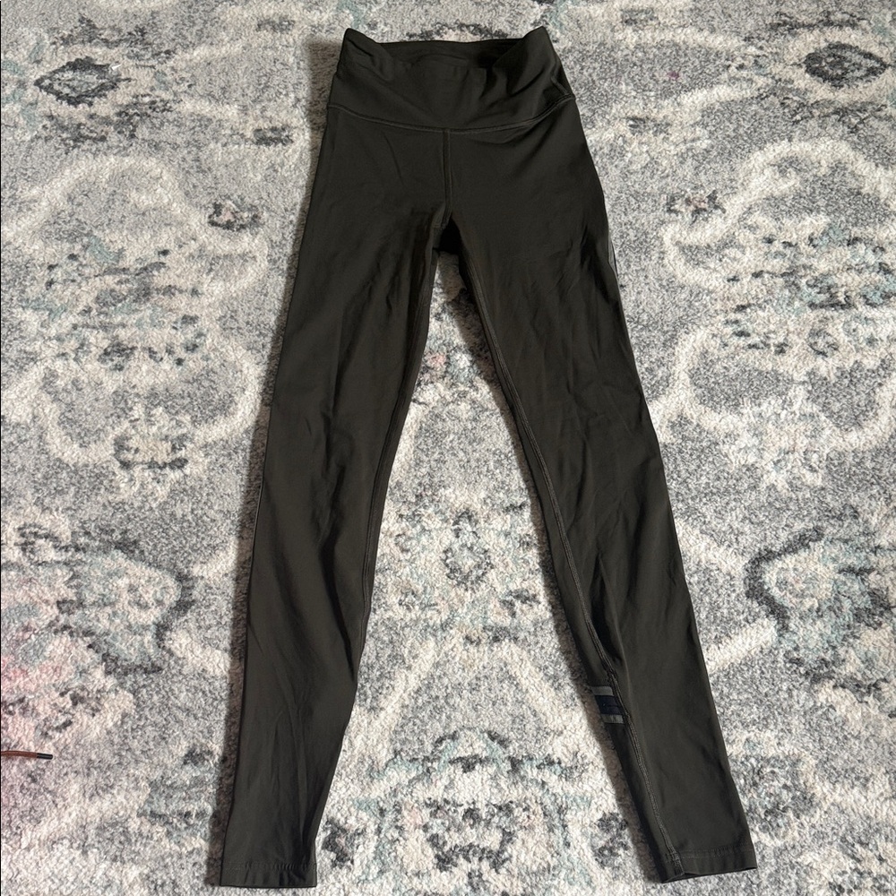 Lululemon Run Crew Tight *28" in Dark Olive / Obsidian / Grey Sage